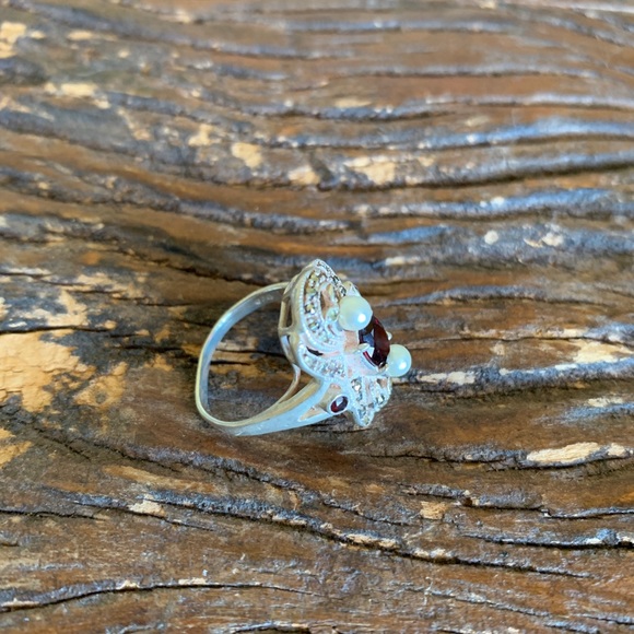Garnet and Pearl Sterling Silver ring💍✨ - Picture 5 of 9